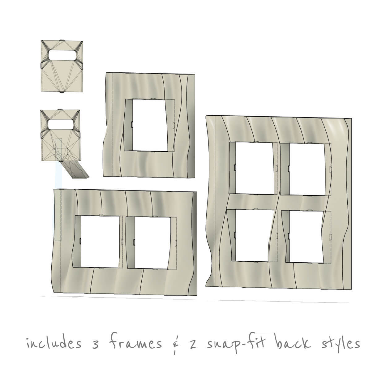 STL Files Pack Bundle - 3 Wavy Frames