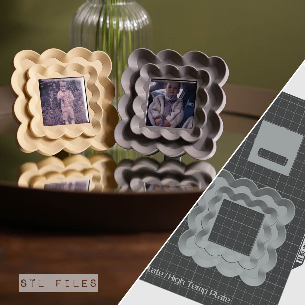New-Flowery-Wave-STL-Files-Frame-Photo-Magnets