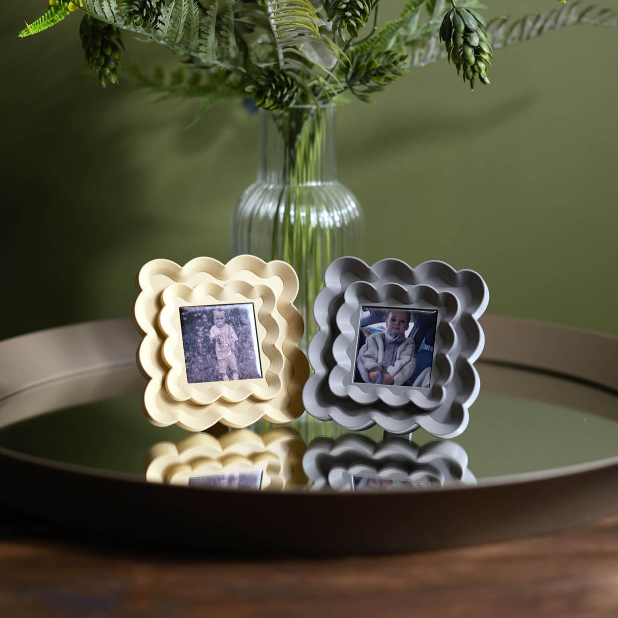 Wavy Flowery Frames for Photo Magnets 2x2 - STL Files