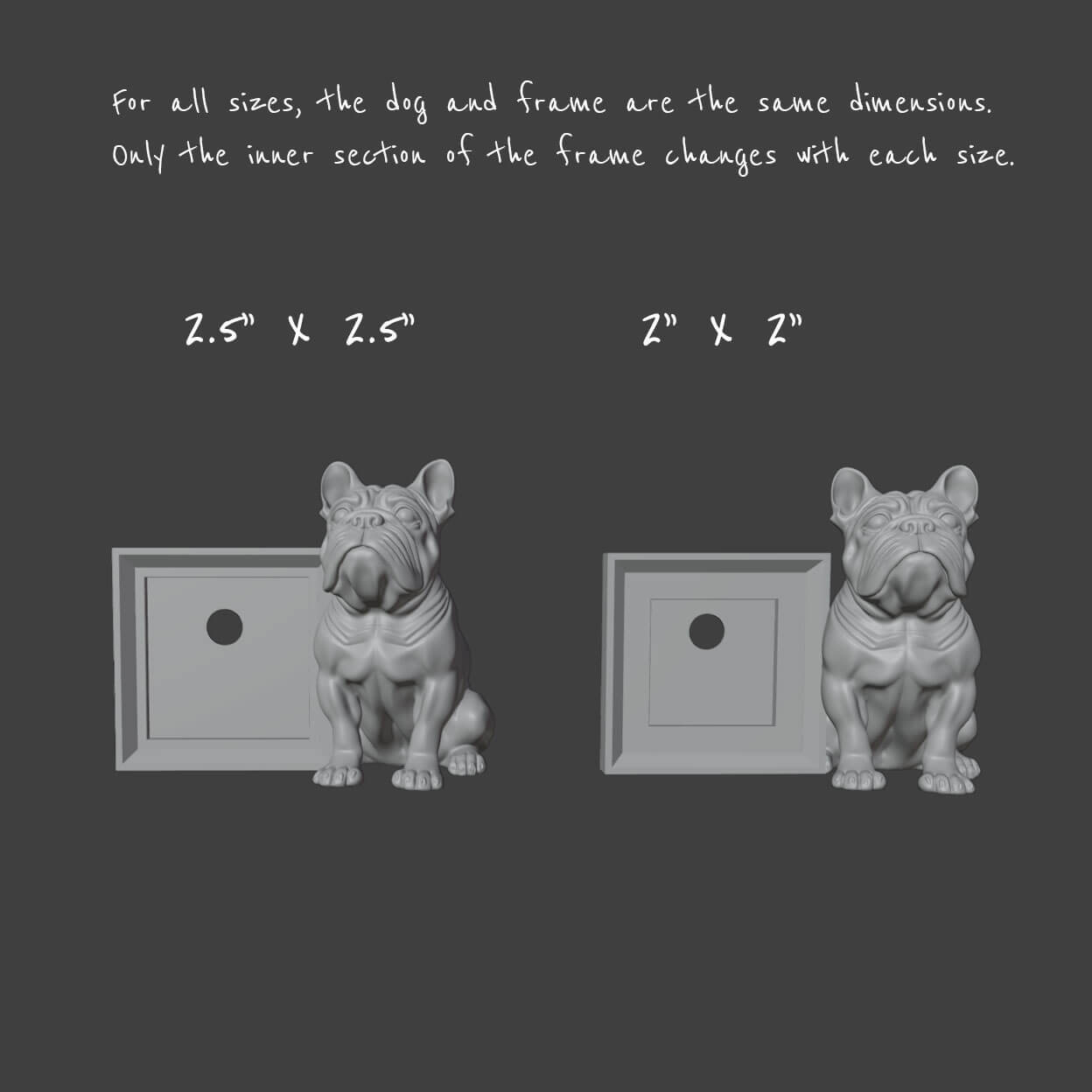 French Bulldog Dog Frame for Photo Magnets - 2x2 and 2.5x2.5 Sizes