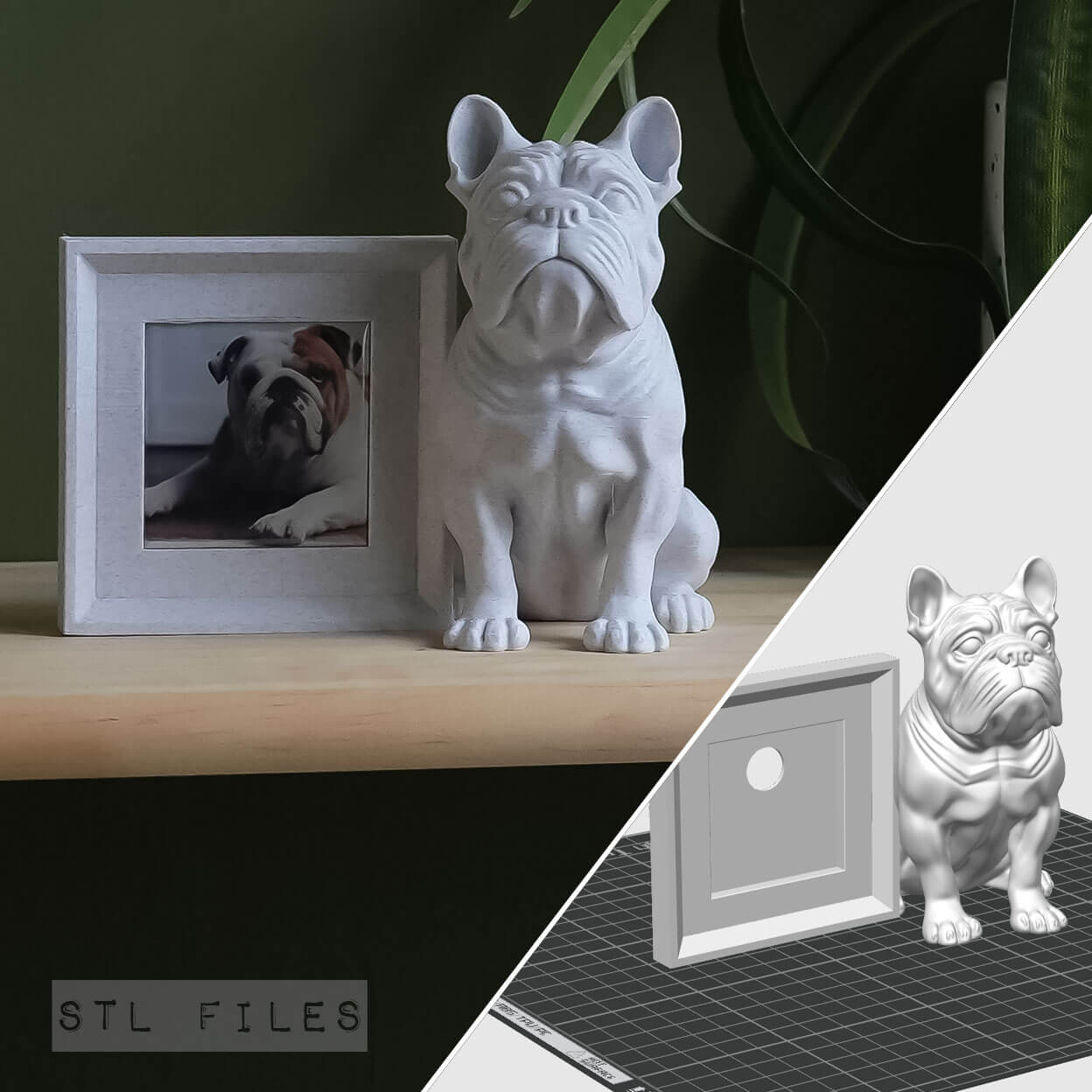 French Bulldog - Dog Photo Frame - 3d Print STL FIles - Photo Magnet Frame 2x2 2.5x2.5